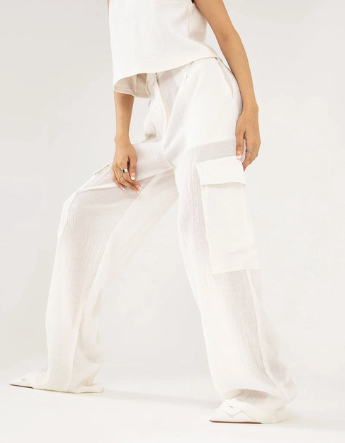 TEXTURED CARGO WIDELEG PANTS